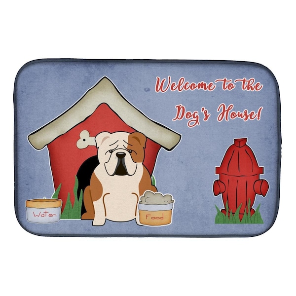 Carolines Treasures Dog House Collection English Bulldog Fawn White Dish Drying Mat - BB2879DDM