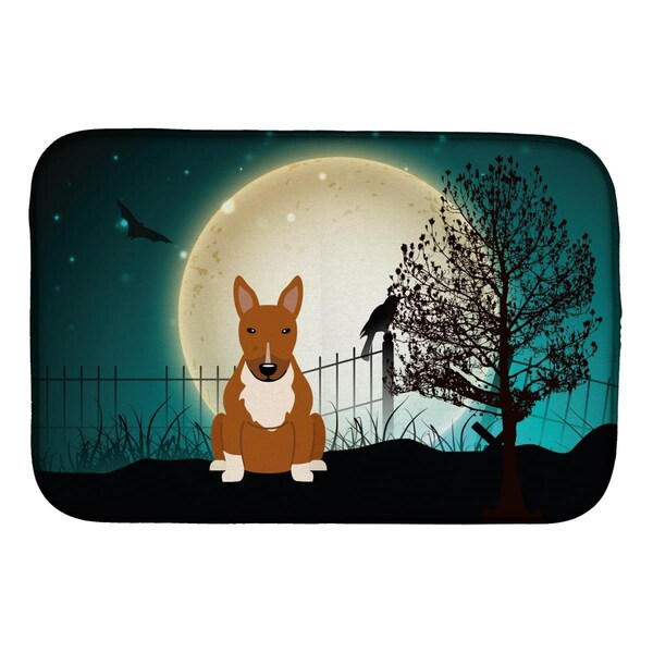 Carolines Treasures Halloween Scary Bull Terrier Red Dish Drying Mat - BB2324DDM