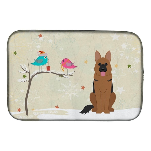 Carolines Treasures Christmas Presents Between Friends German Shepherd Dish Drying Mat - BB2539DDM