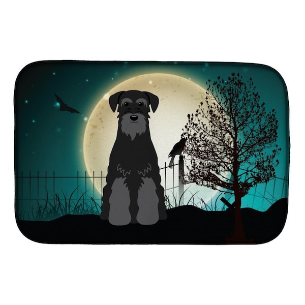 Carolines Treasures Halloween Scary Standard Schnauzer Black Dish Drying Mat - BB2222DDM