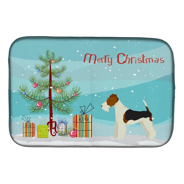 Carolines Treasures Fox Terrier Christmas Tree Dish Drying Mat - CK3538DDM