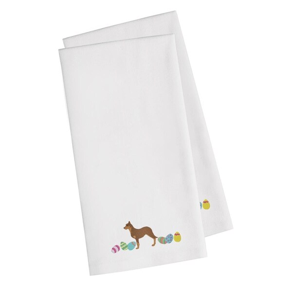 Carolines Treasures Australian Kelpie Easter White Embroidered Kitchen Towel - CK1600WHTWE