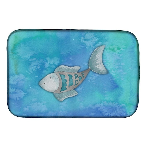Carolines Treasures Blue Fish Watercolor Dish Drying Mat - BB7386DDM