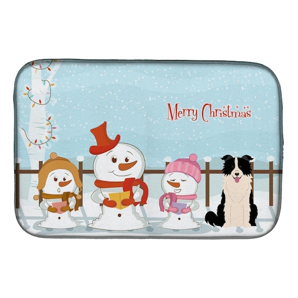 Carolines Treasures Merry Christmas Carolers Border Collie Black & White Dish Drying Mat - BB2449DDM