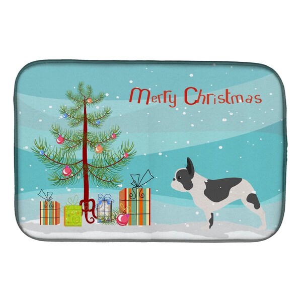 Carolines Treasures French Bulldog Merry Christmas Tree Dish Drying Mat - BB2959DDM