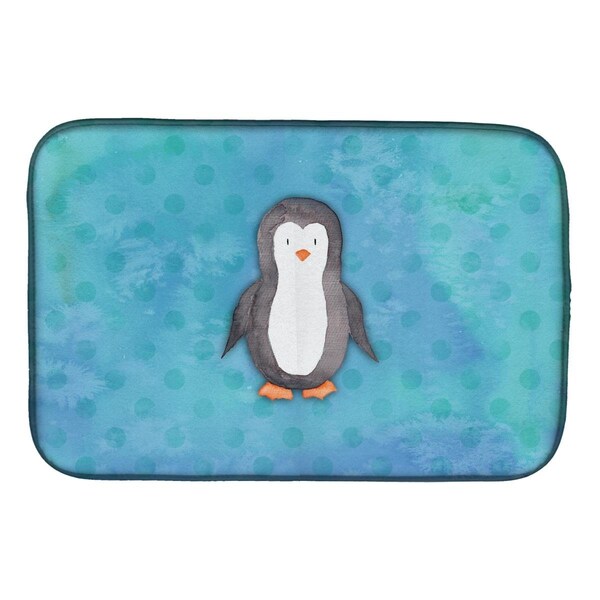 Carolines Treasures Polkadot Penguin Watercolor Dish Drying Mat - BB7376DDM