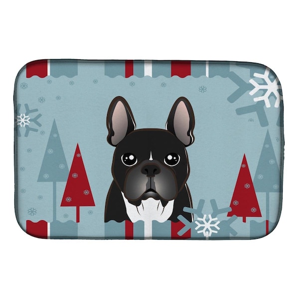 Carolines Treasures Winter Holiday French Bulldog Dish Drying Mat - BB1723DDM