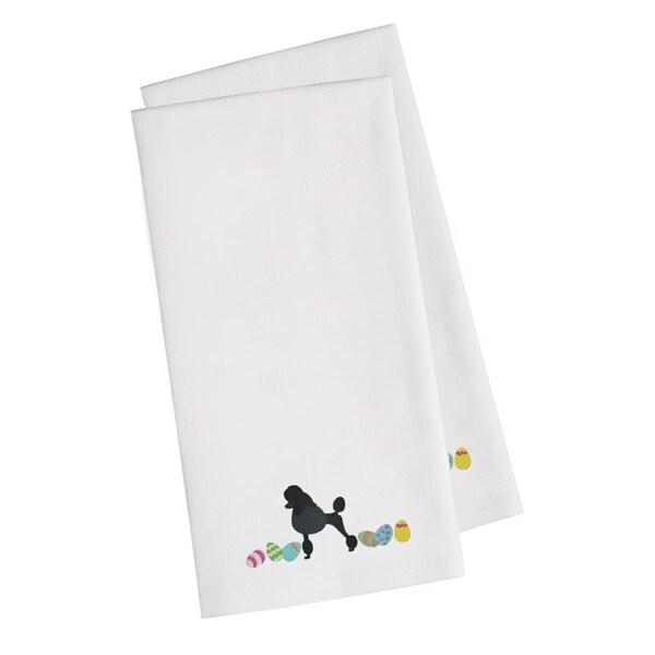 Carolines Treasures Poodle Easter White Embroidered Kitchen Towel - CK1671WHTWE