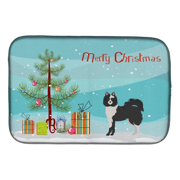 Carolines Treasures Black & White Elo Dog Christmas Tree Dish Drying Mat - CK3452DDM
