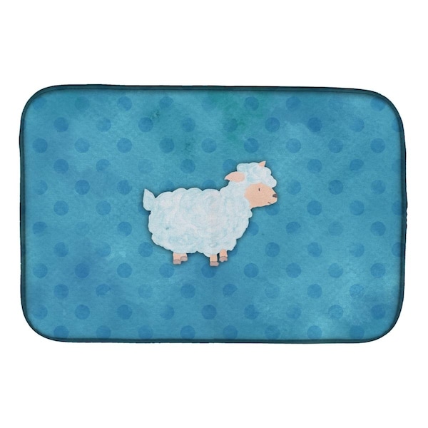 Carolines Treasures Polkadot Sheep Lamb Watercolor Dish Drying Mat - BB7390DDM