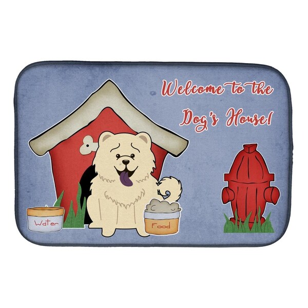 Carolines Treasures Dog House Collection Chow Chow White Dish Drying Mat - BB2894DDM