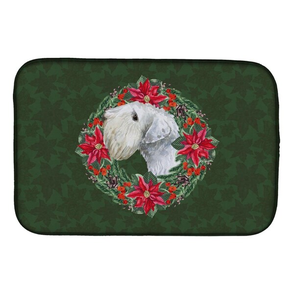 Carolines Treasures Sealyham Terrier Poinsetta Wreath Dish Drying Mat - CK1550DDM