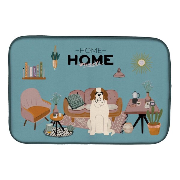 Carolines Treasures 14 x 21 in. Saint Bernard Sweet Home Dish Drying Mat - CK7880DDM
