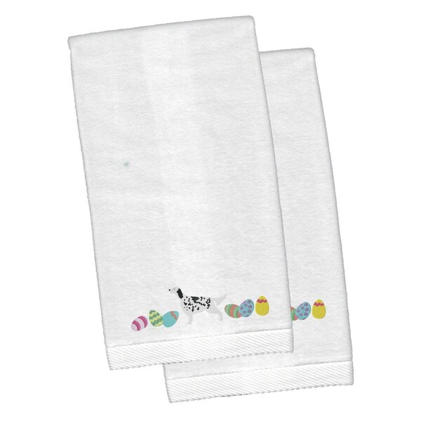 Carolines Treasures English Setter Easter White Embroidered Plush Hand Towel - CK1640KTEMB