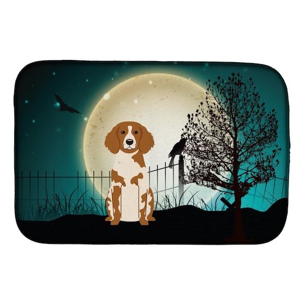 Carolines Treasures Halloween Scary Brittany Spaniel Dish Drying Mat - BB2262DDM