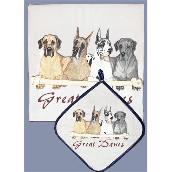 Pipsqueak Productions Pipsqueak Productions DP913 Dish Towel and Pot Holder Set - Great Dane - DP913