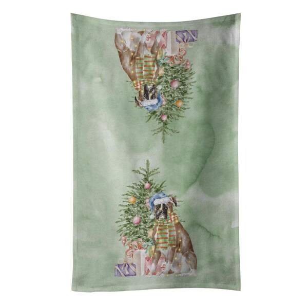 Carolines Treasures 25 x 15 in. Christmas Boxer Kitchen Towel, Multi Color - CK8243KTWL