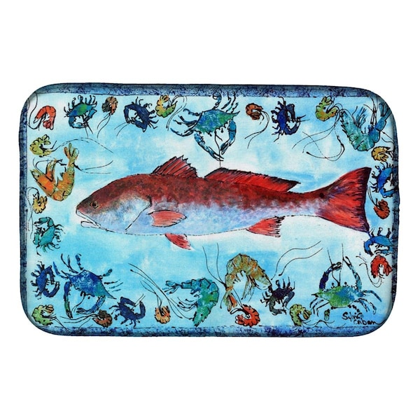 Carolines Treasures Red Fish Dish Drying Mat - 8087DDM