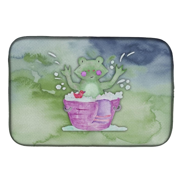 Carolines Treasures Frog Bathing Watercolor Dish Drying Mat - BB7343DDM