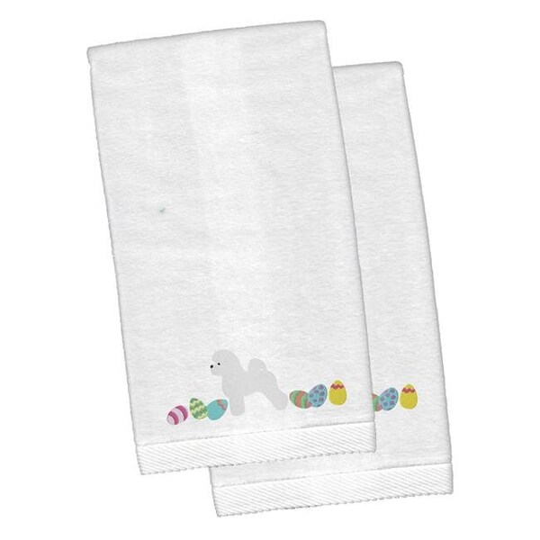 Carolines Treasures Carolines Treasures CK1609KTEMB Bichon Frise Easter White Embroidered Plush Hand Towel - Set of 2 - CK1609KTEMB
