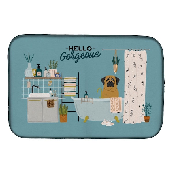 Carolines Treasures 14 x 21 in. Mastiff in Bathtub Dish Drying Mat - CK7440DDM