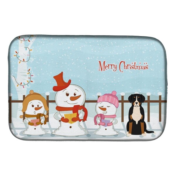 Carolines Treasures Merry Christmas Carolers Greater Swiss Mountain Dog Dish Drying Mat - BB2368DDM