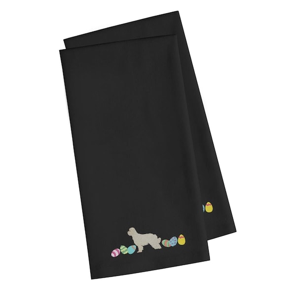 Carolines Treasures Great Pyrenees Easter Black Embroidered Kitchen Towel - CK1650BKTWE
