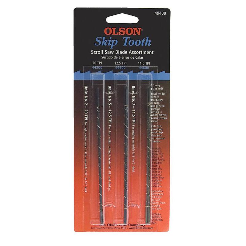 Olson Saw 1 5 pulgadas L Juego de hojas para sierra de calar de extremo liso con 6 de cada una FR44300, FR44600 y FR44800 - FR49400