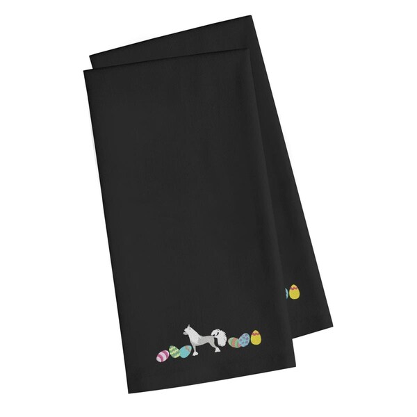 Carolines Treasures Chinese Crested Easter Black Embroidered Kitchen Towel - CK1625BKTWE