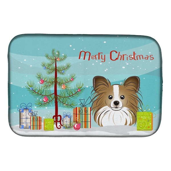 Carolines Treasures Christmas Tree & Papillon Dish Drying Mat - BB1620DDM