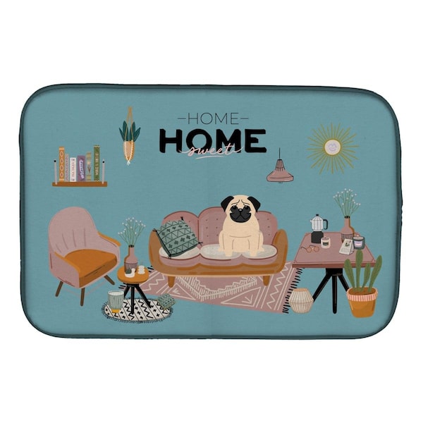 Carolines Treasures 14 x 21 in. Fawn Pug Sweet Home Dish Drying Mat - CK7853DDM