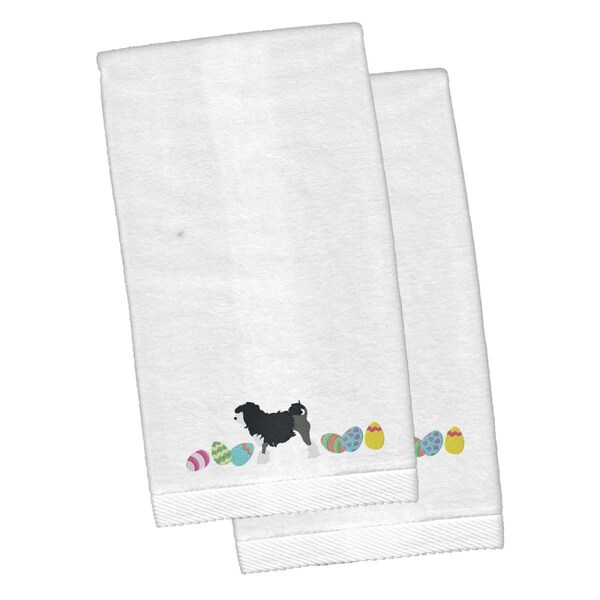 Carolines Treasures Lowchen Easter White Embroidered Plush Hand Towel - CK1662KTEMB
