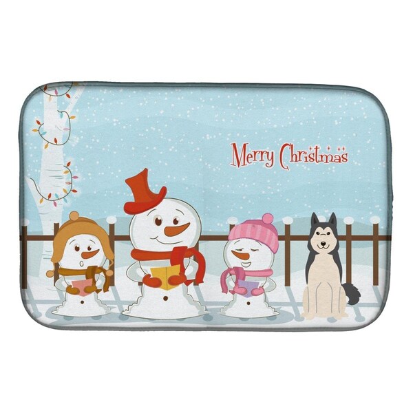 Carolines Treasures Merry Christmas Carolers West Siberian Laika Spitz Dish Drying Mat - BB2356DDM