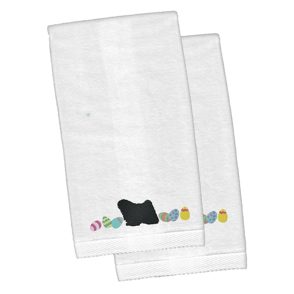Carolines Treasures Puli Easter White Embroidered Plush Hand Towel - CK1676KTEMB