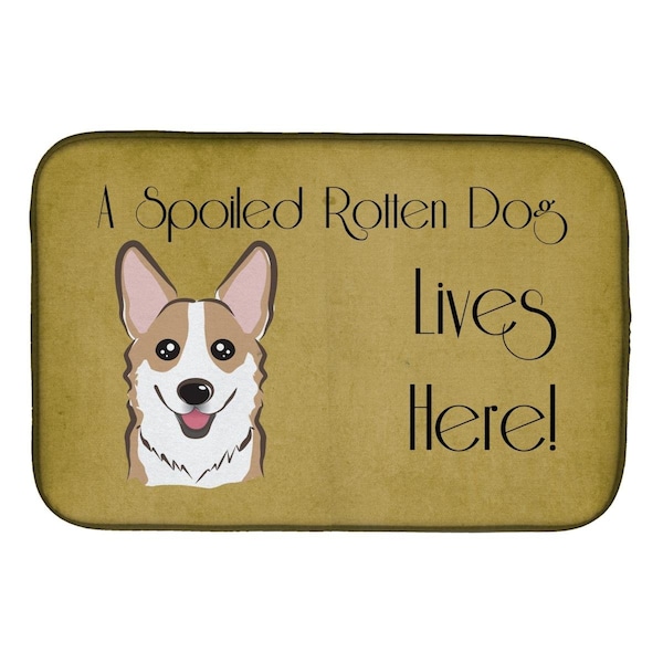 Carolines Treasures Sable Corgi Spoiled Dog Lives Here Dish Drying Mat - BB1501DDM