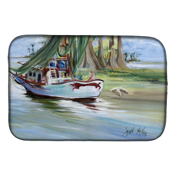 Carolines Treasures Jeannie Shrimp Boat Dish Drying Mat - JMK1060DDM