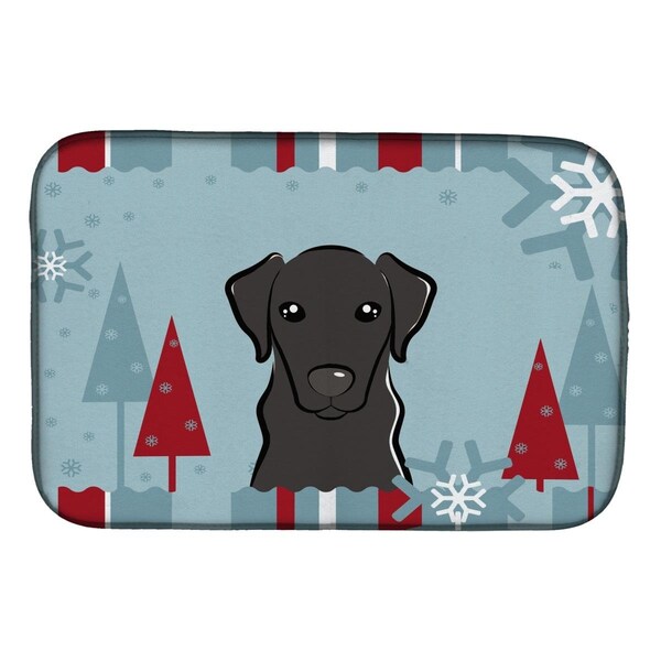 Carolines Treasures Winter Holiday Black Labrador Dish Drying Mat - BB1731DDM