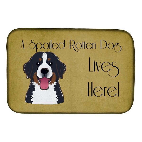 Carolines Treasures Bernese Mountain Dog Spoiled Dog Lives Here Dish Drying Mat - BB1485DDM