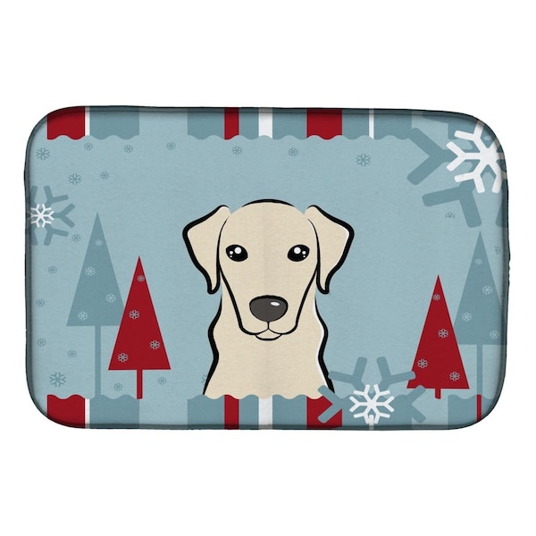 Carolines Treasures Winter Holiday Yellow Labrador Dish Drying Mat - BB1718DDM