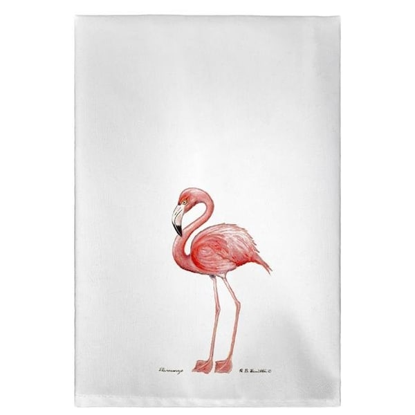 Betsy Drake Betsy Drake GT084W Flamingo on White Guest Towel - GT084W