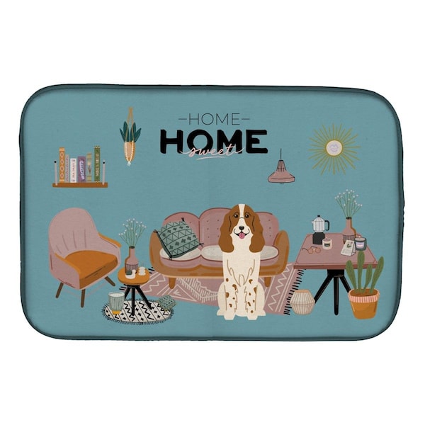 Carolines Treasures 14 x 21 in. Russian Spaniel Sweet Home Dish Drying Mat - CK7876DDM