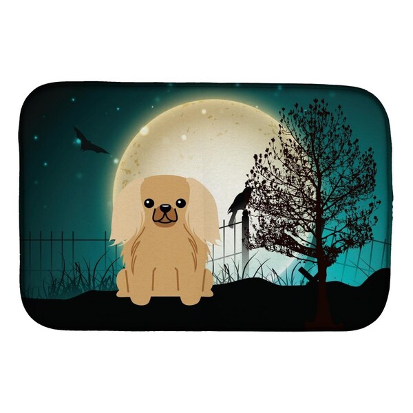 Carolines Treasures Halloween Scary Pekingnese Fawn Sable Dish Drying Mat - BB2294DDM