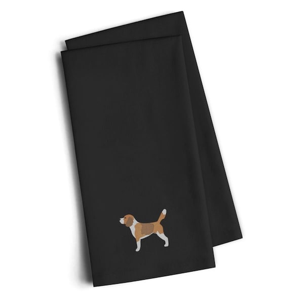 Carolines Treasures Beagle Black Embroidered Kitchen Towel, Set of 2 - BB3410BKTWE