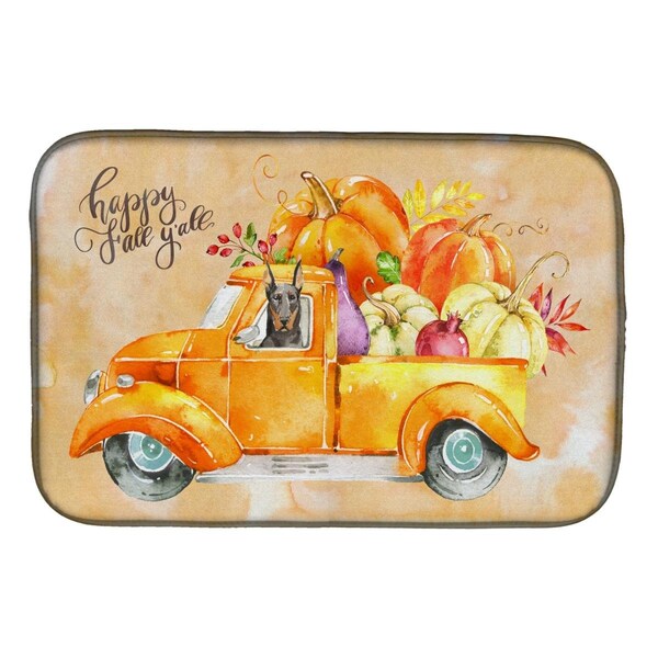 Carolines Treasures Fall Harvest Doberman Pinscher Dish Drying Mat - CK2616DDM