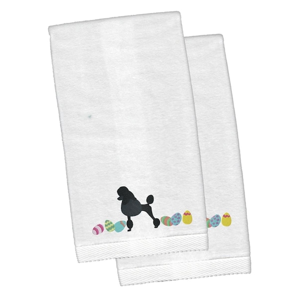 Carolines Treasures Poodle Easter White Embroidered Plush Hand Towel - CK1671KTEMB