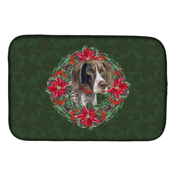 Carolines Treasures German Shorthaired Pointer Poinsetta Wreath Dish Drying Mat - CK1507DDM