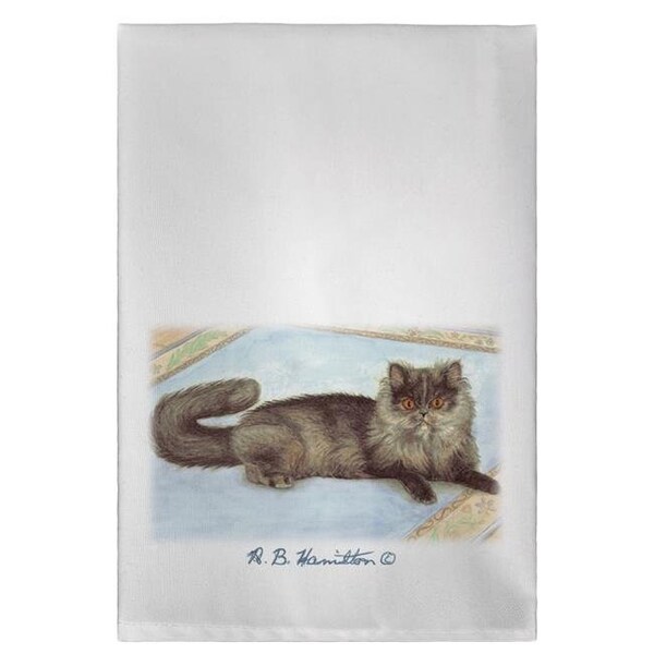Betsy Drake Betsy Drake GT053COR Cat on Rug Guest Towel - GT053COR