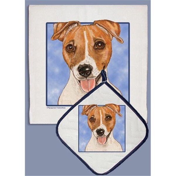 Pipsqueak Productions Pipsqueak Productions DP568A Jack Russell Dish Towel And Pot Holder Set - DP568A