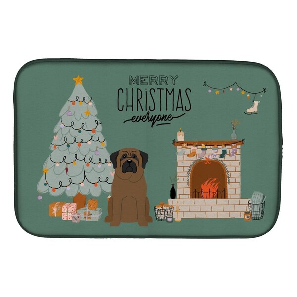 Carolines Treasures 14 x 21 in. Bullmastiff Christmas Everyone Dish Drying Mat - CK7647DDM
