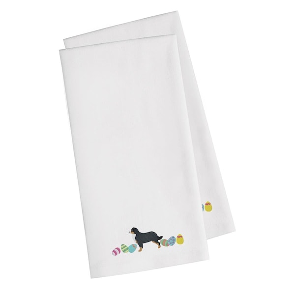 Carolines Treasures Bernese Mountain Dog Easter White Embroidered Kitchen Towel, 2PK - CK1608WHTWE